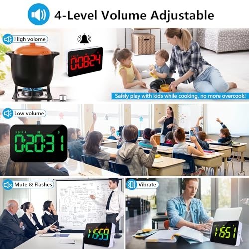 2 Pack Rechargeable Digital Kitchen Timer - RGB Color, Magnetic Countdown Timer,