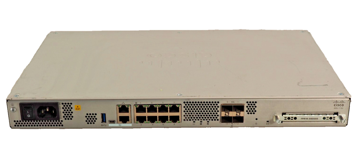 Cisco Firepower 1000 Series FPR-1150 ASA Firewall Security Appliance w/200GB SSD