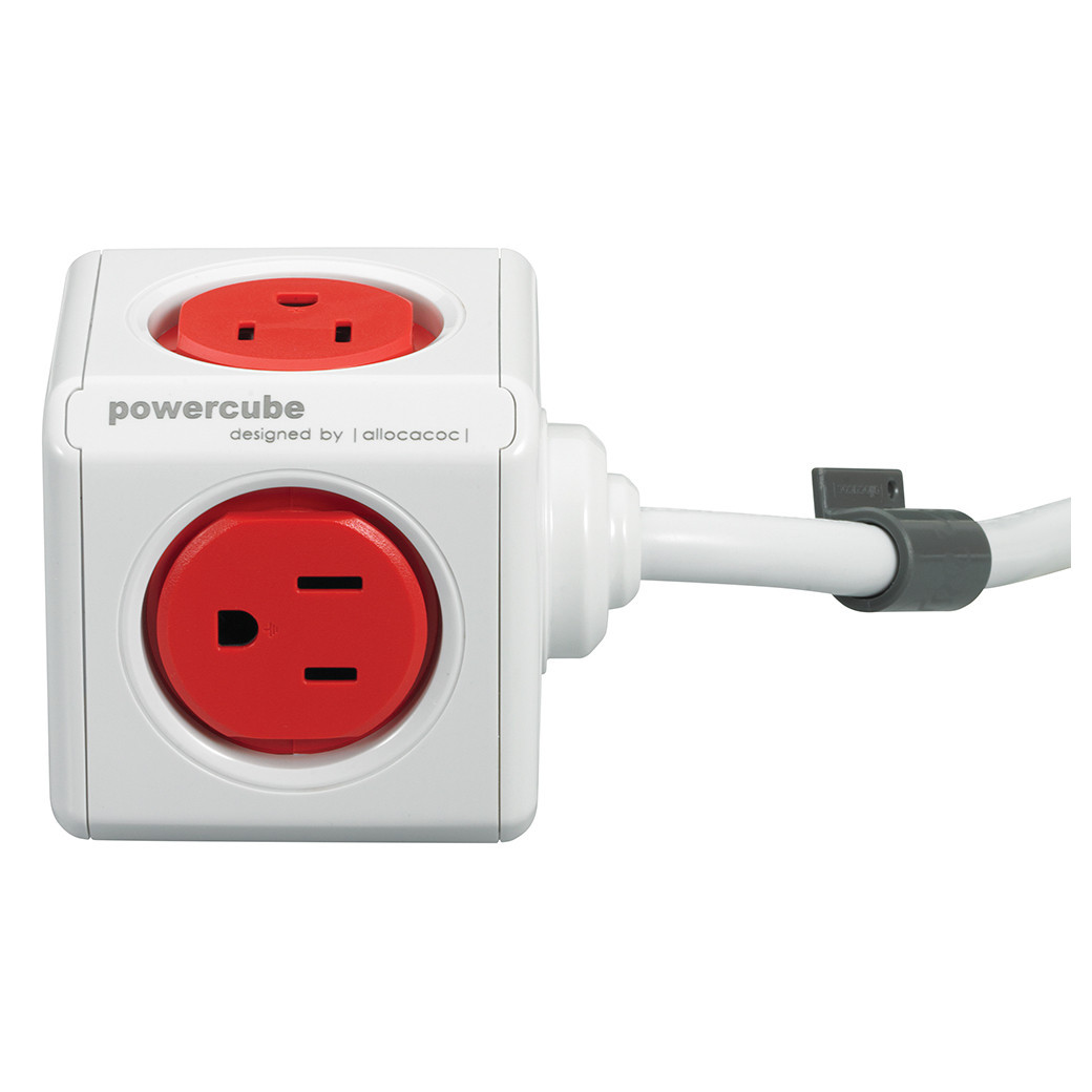PowerCube Extended - 5 Outlet Power Adapter w/ 5ft Extension cord - Boston Red