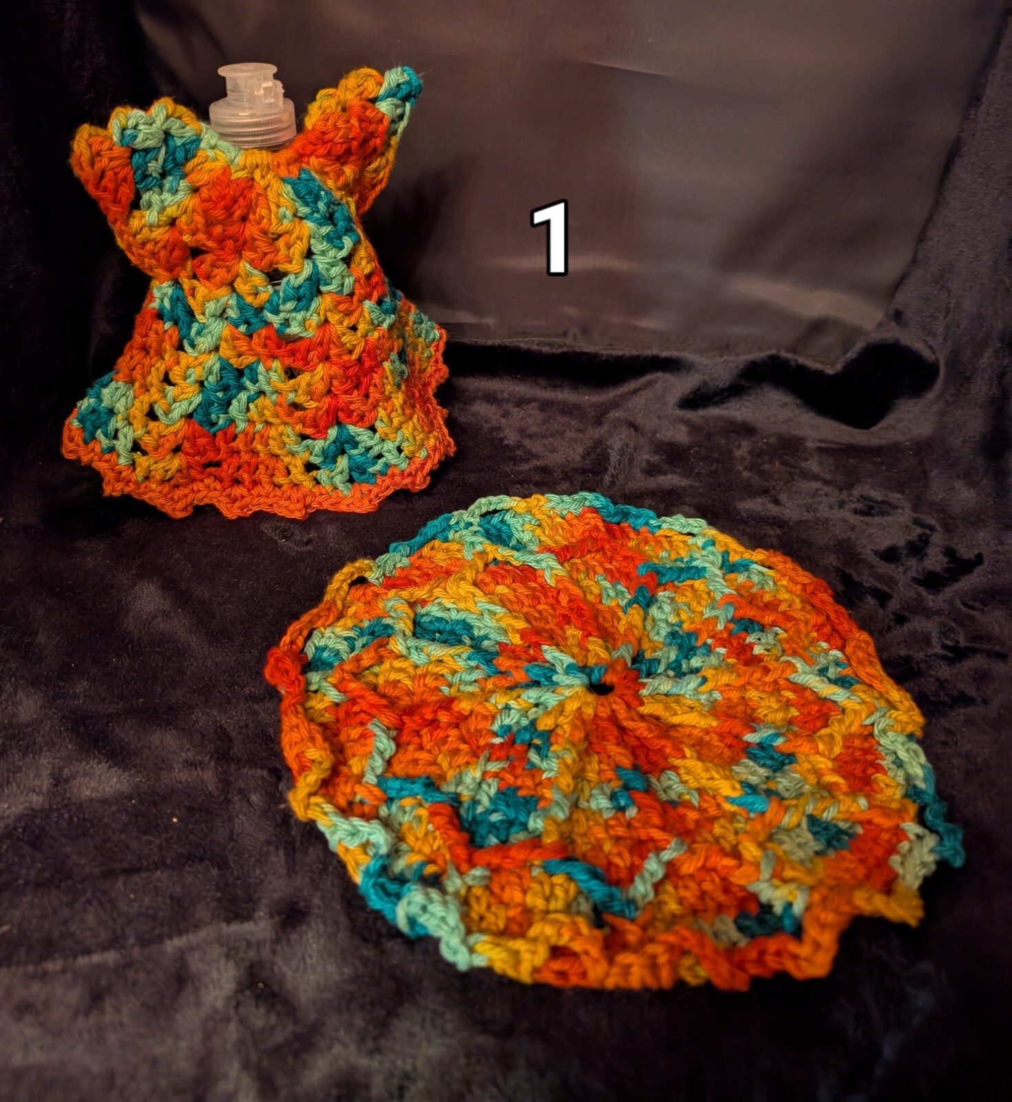 Hand Crochet Dish Soap Dress Cover For 7floz Bottle Of Dish soap & Washcloth