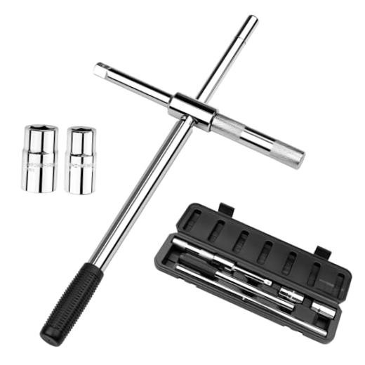 Extended Lug Wrench, 4 Way Tire Iron for Car, Lug Nut Removal Tool with 1/2"