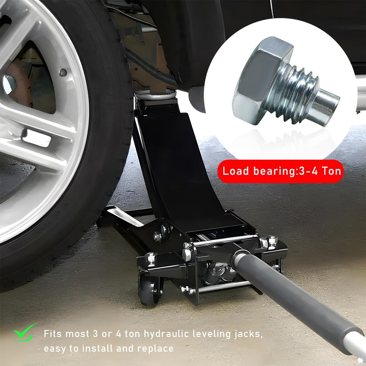 2 PCS Car Floor Jack Handle Bolts, 3 Ton 4 Horizontal 2 PCS, Silver