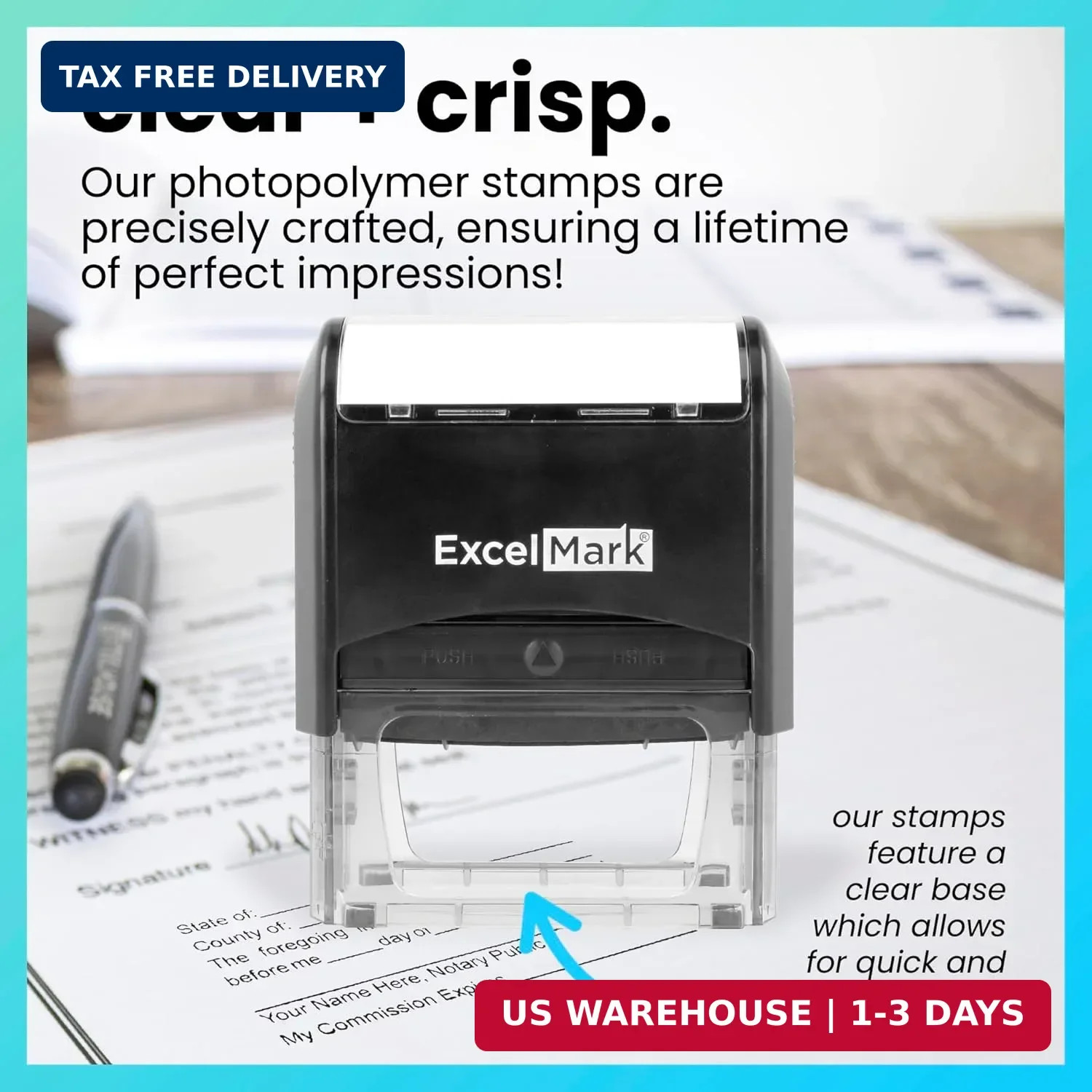 ExcelMark Notary Acknowledgement Stamp - Black Ink
