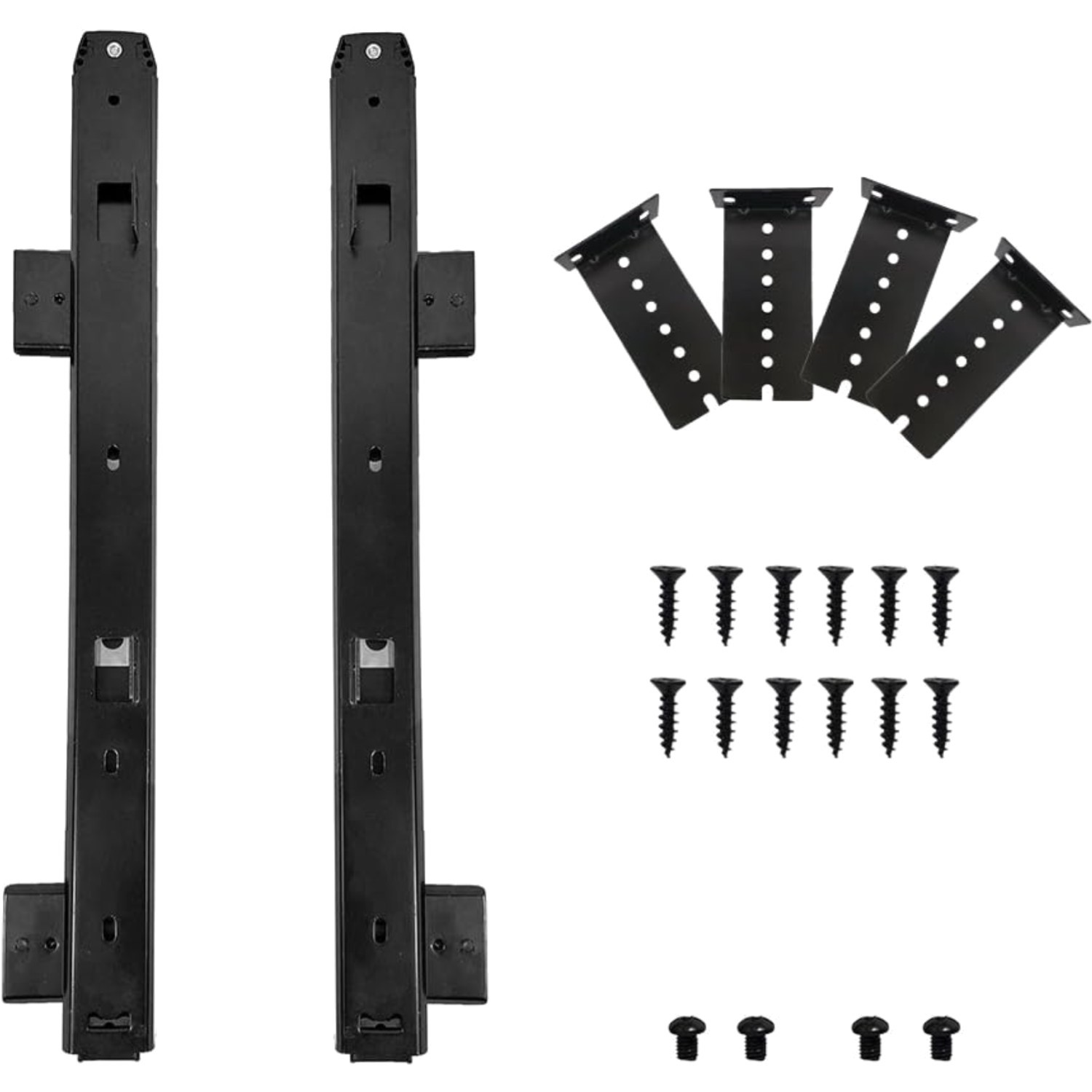 Adjustable 16-Inch Ball Bearing Keyboard Slides - Max Load 40 lbs, Black Finish
