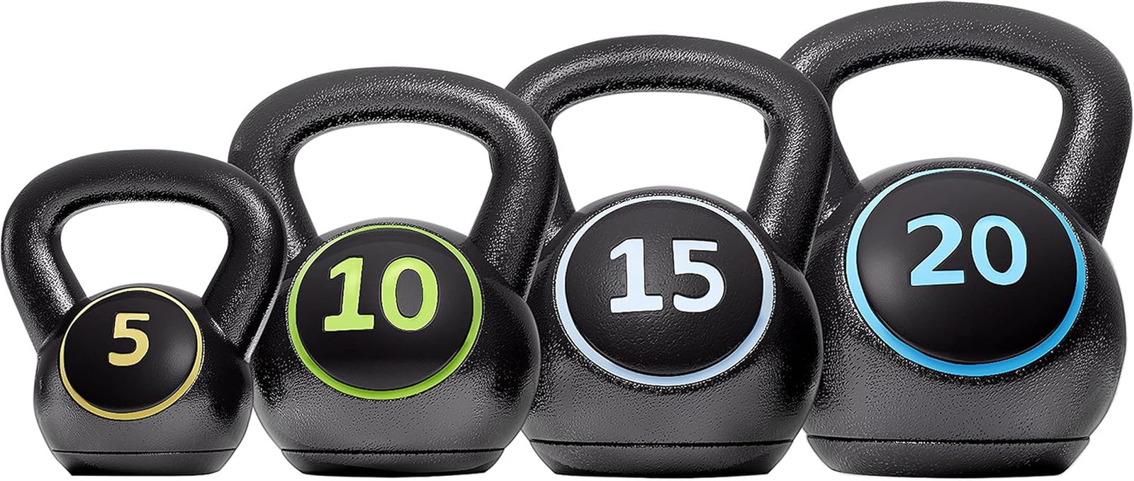 Kettlebell Sets 4 Piece Strength Training Kettlebells Weight Set 5Lb, 10Lb, 15Lb