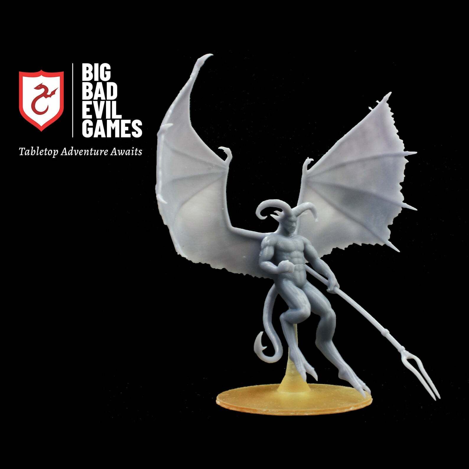 Flying Horned Devil Miniature | Large size mini devil in flight on a 50mm base