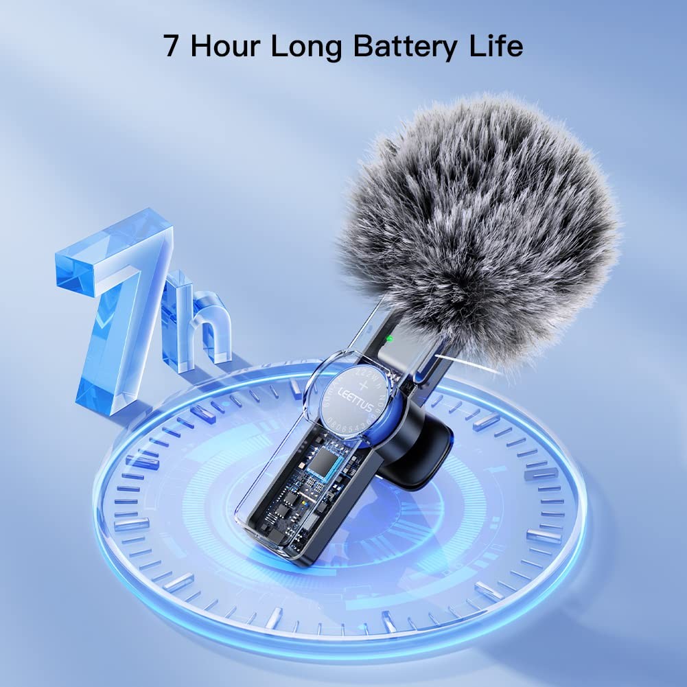 2pcs Lavalier Wireless Microphone for iPhone 15/16/Android Video Recording,Mi...