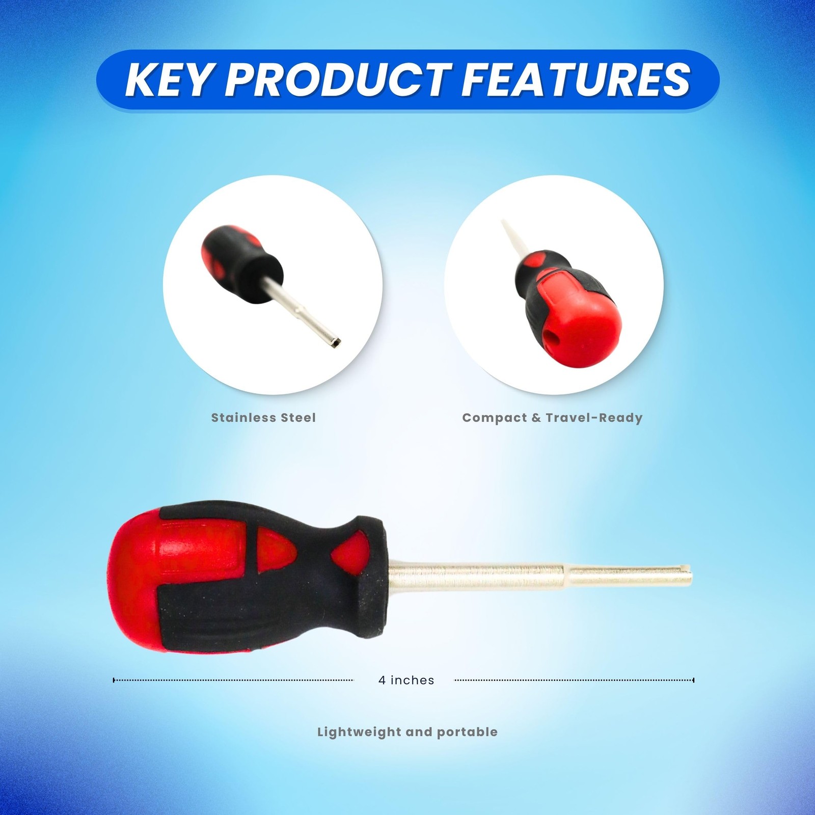 Scuba Choice Diving Dive Tool Schrader Valve Stem Remover One Size, Red