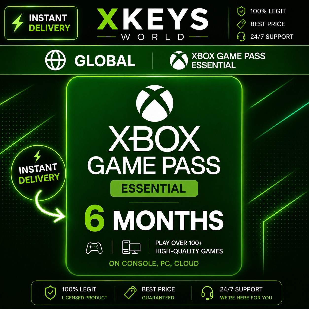 Microsoft Xbox Game Pass Essential 6 Month Membership (Formerly Core)