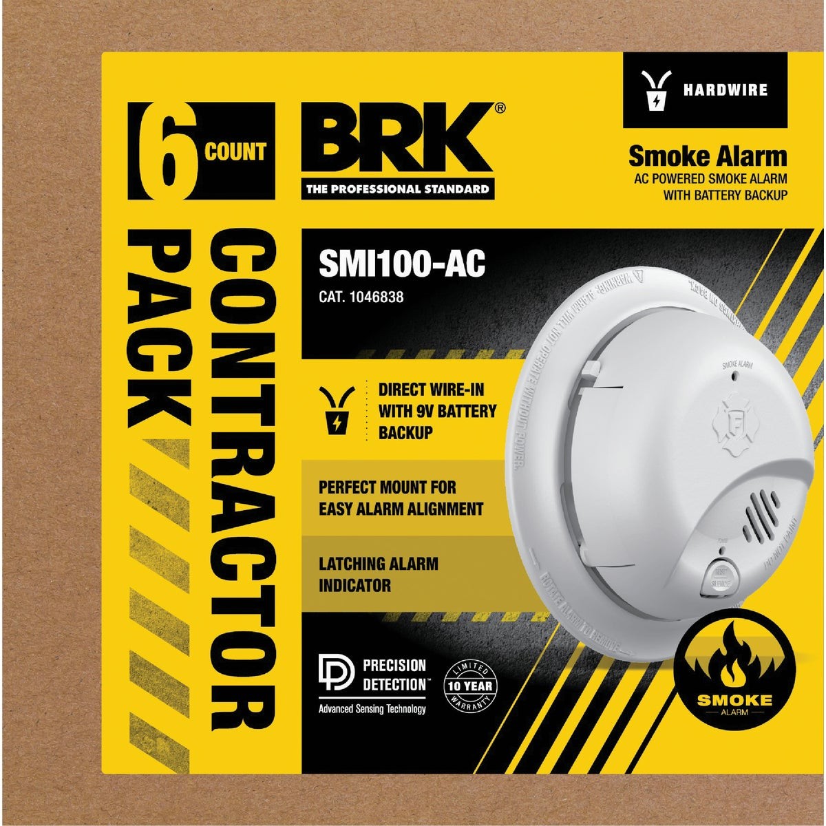 BRK SMI100-AC Interconnect Hardwire Ionization Smoke Alarm (6-Pack) 1046838 BRK