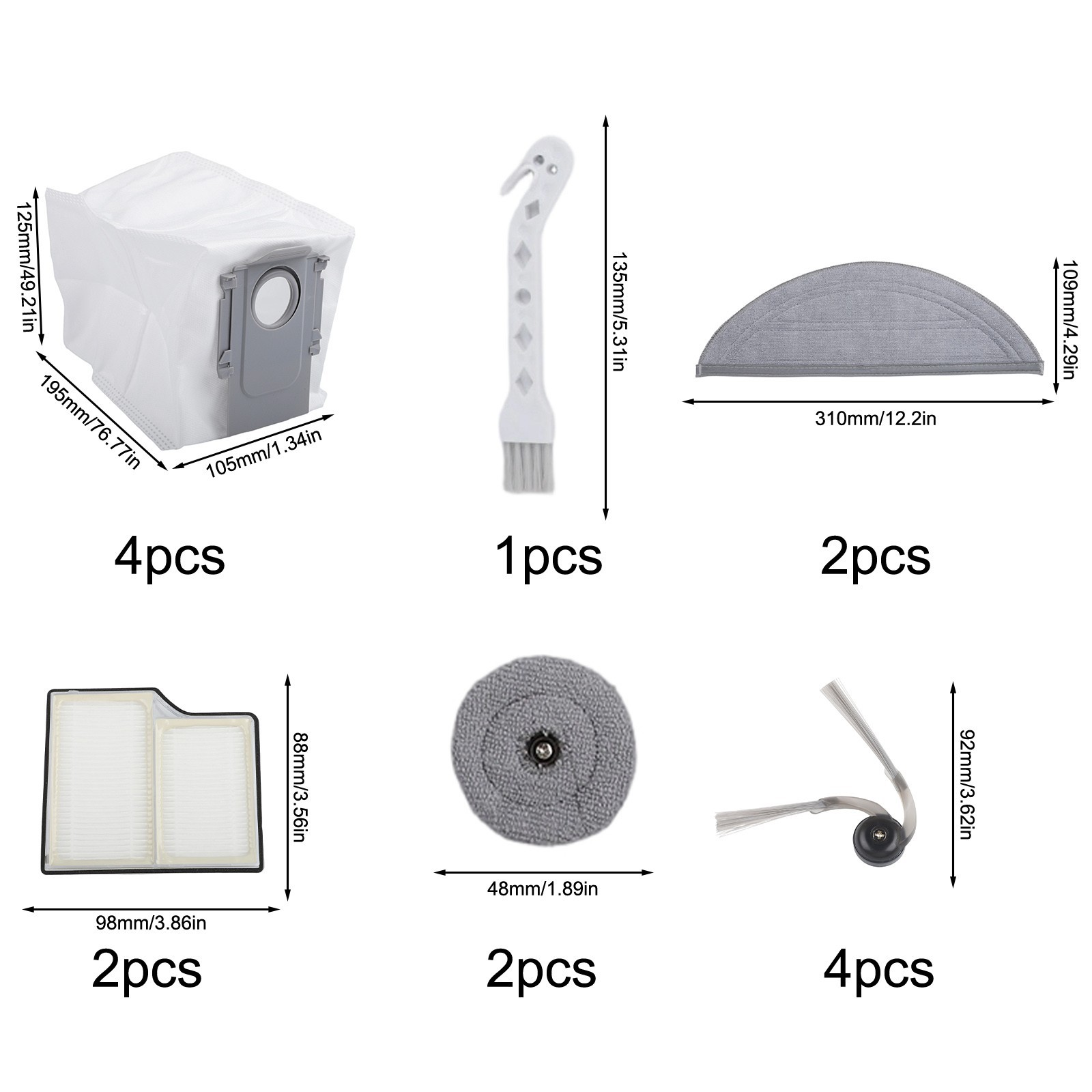 For Saros 10 Vacuum Accessories Pack Featuring Microfiber Mop Pads and Filters
