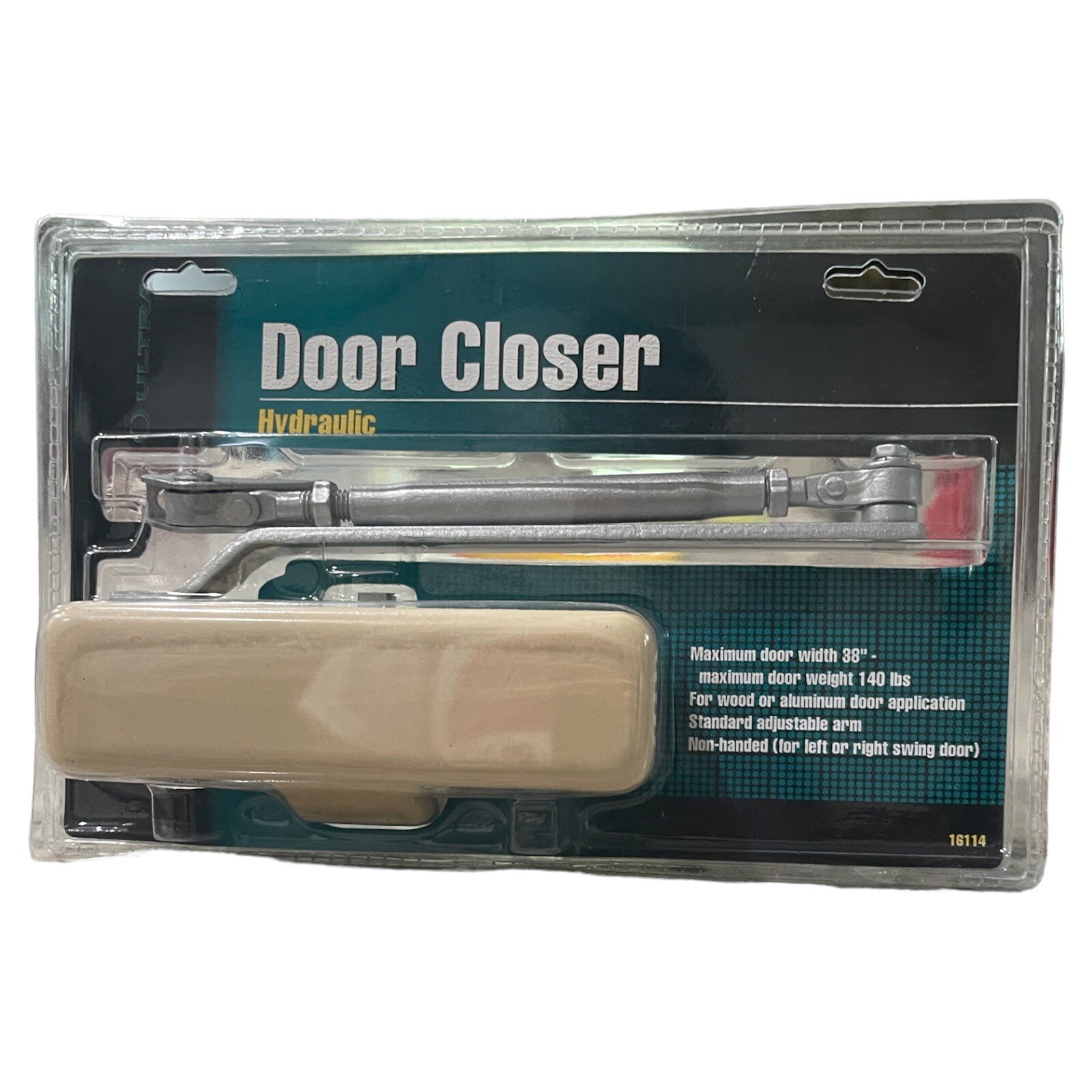 ULTRA HYDRAULIC DOOR CLOSER 16114 IVORY Left or Right Swing 38” W 140 Lbs