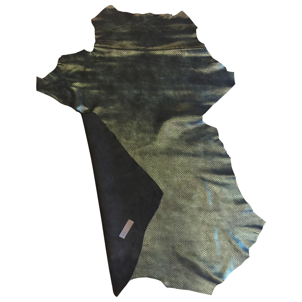 Green Leather Hide Snakeskin Embossed Thin Crafter Bookbinding Fabric Upholstery