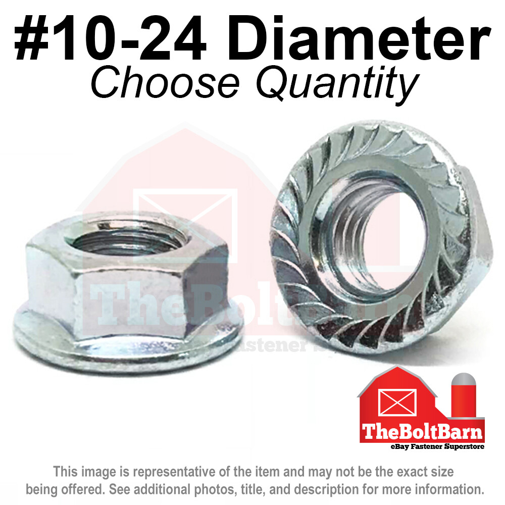 #10-24 Case Hardened Serrated Flange Whiz Lock Nuts Zinc Coarse (Pick Quantity)