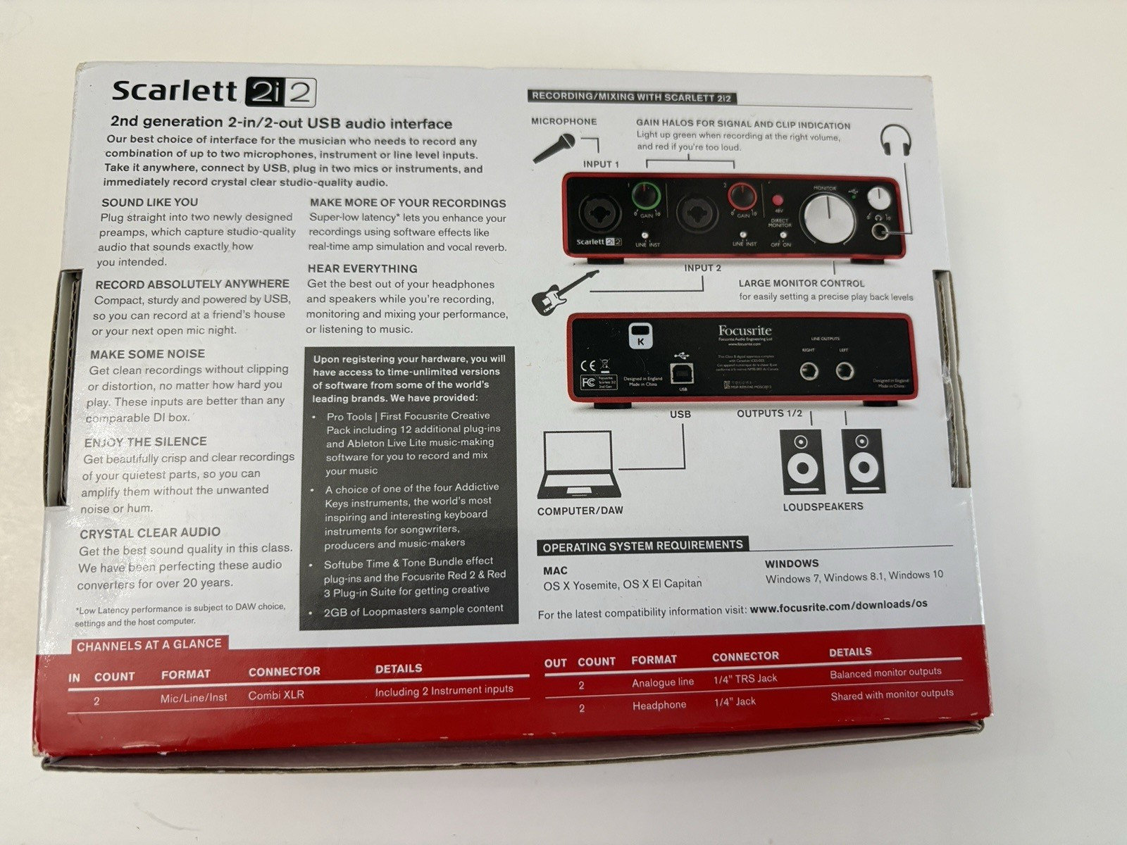 NEW Focusrite SCARLETT 2i2 2ND GEN 2-in/2-out USB Audio Interface
