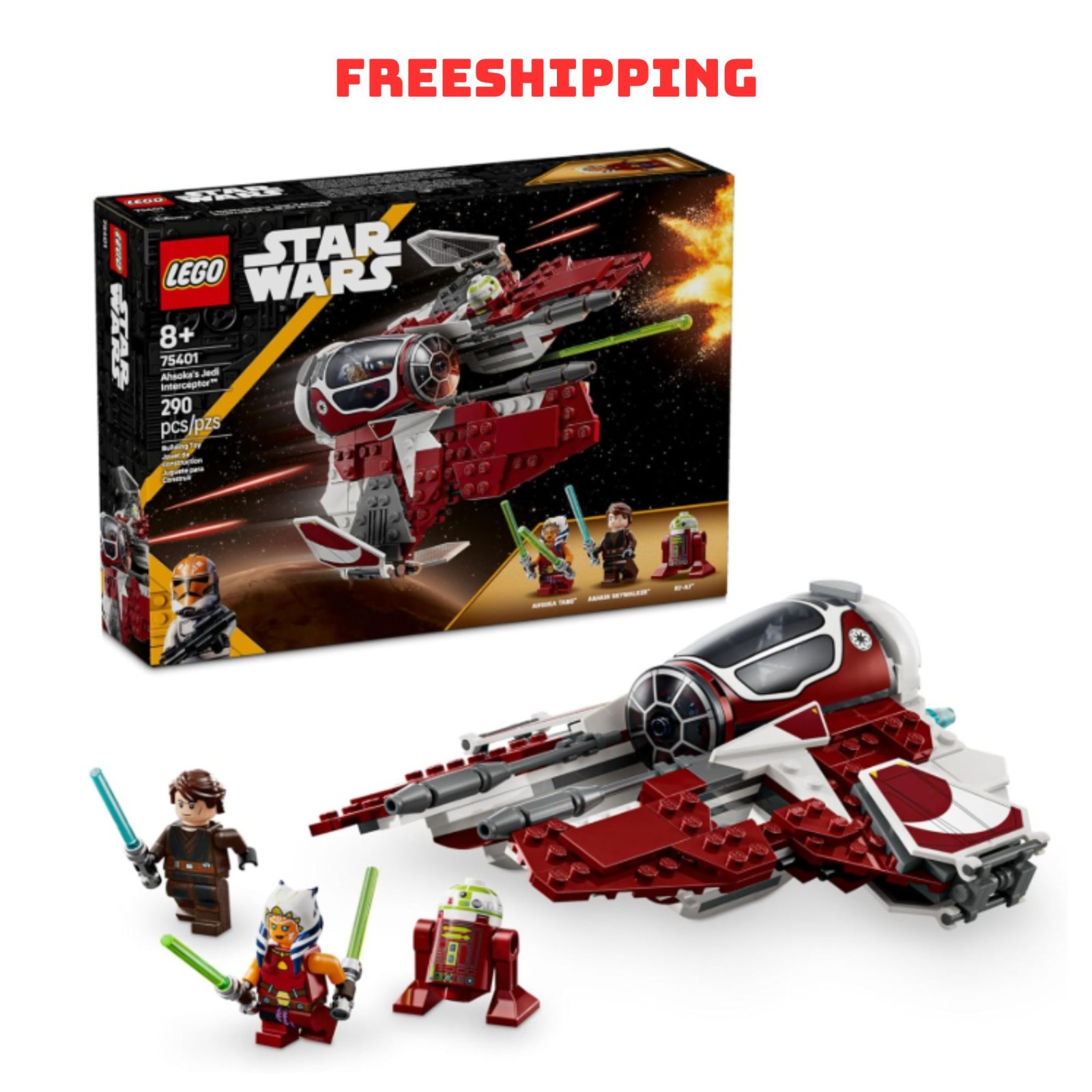 Kids LEGO Star Wars: The Clone Wars Ahsoka's Jedi Interceptor Spaceship Toy