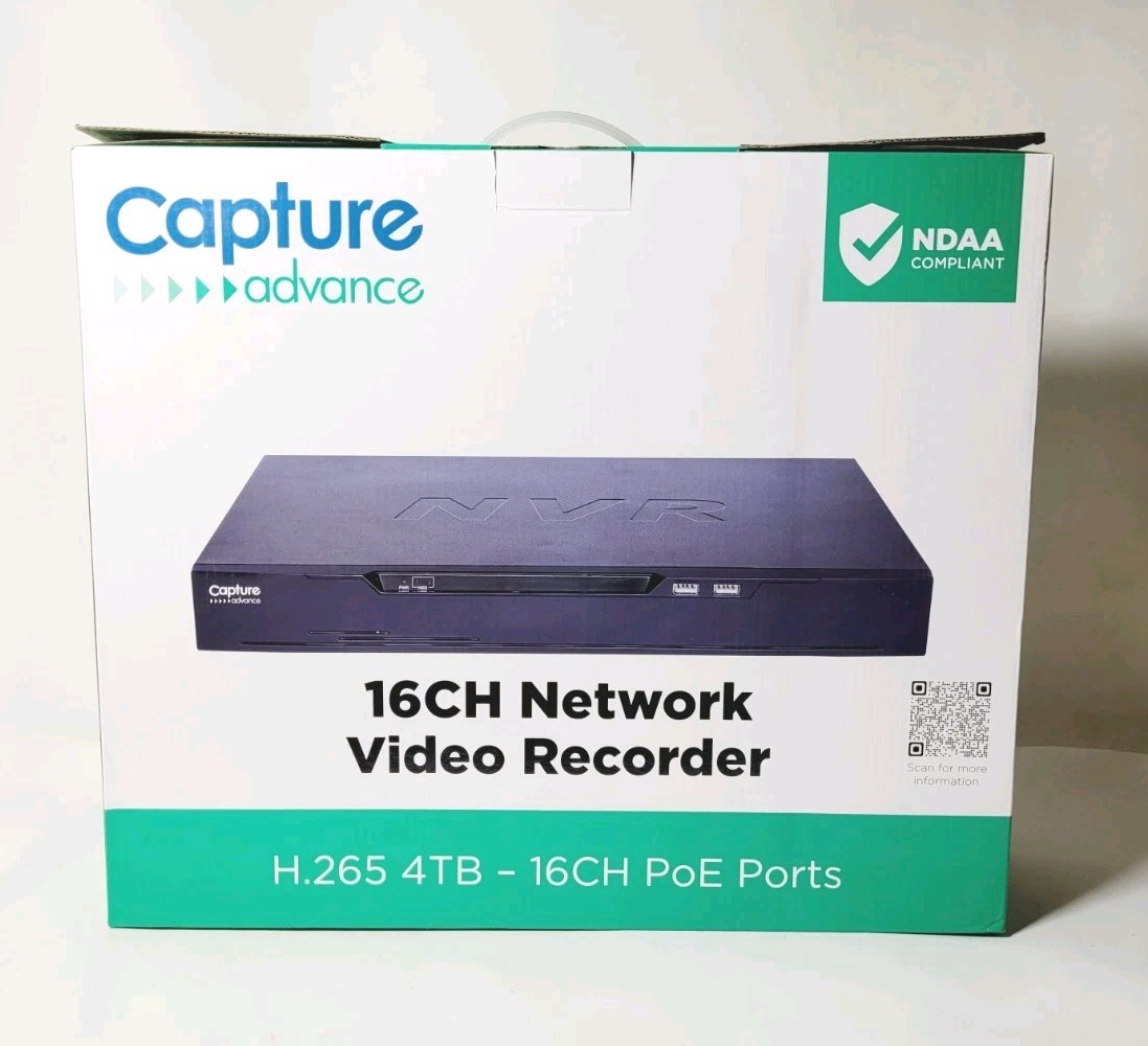16 Channel PoE NVR Network Video Recorder 4TB HDD Capture Advance