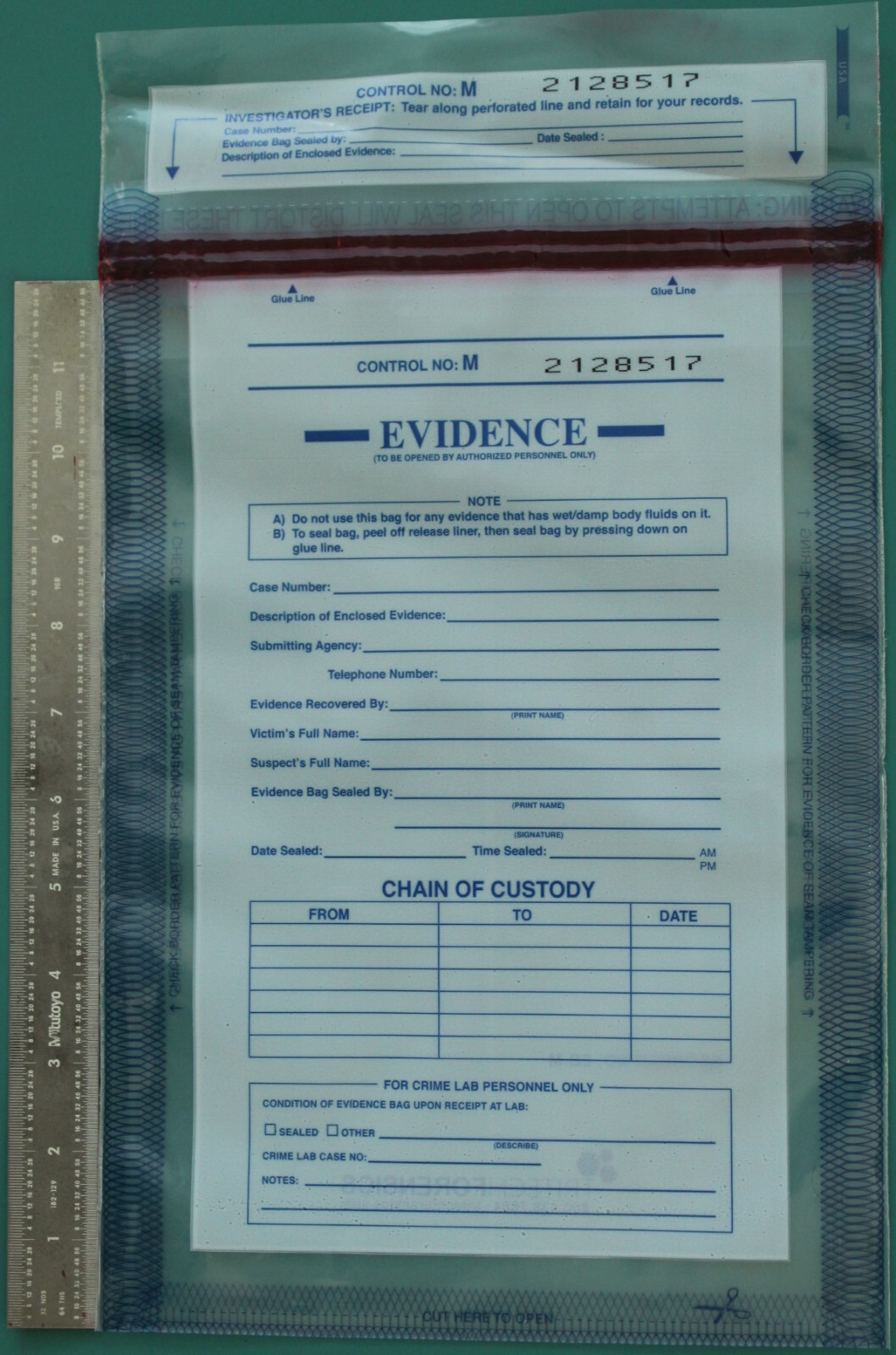 12"x9" Evidence Bag, TRITECH FORENSICS, 10 Bags