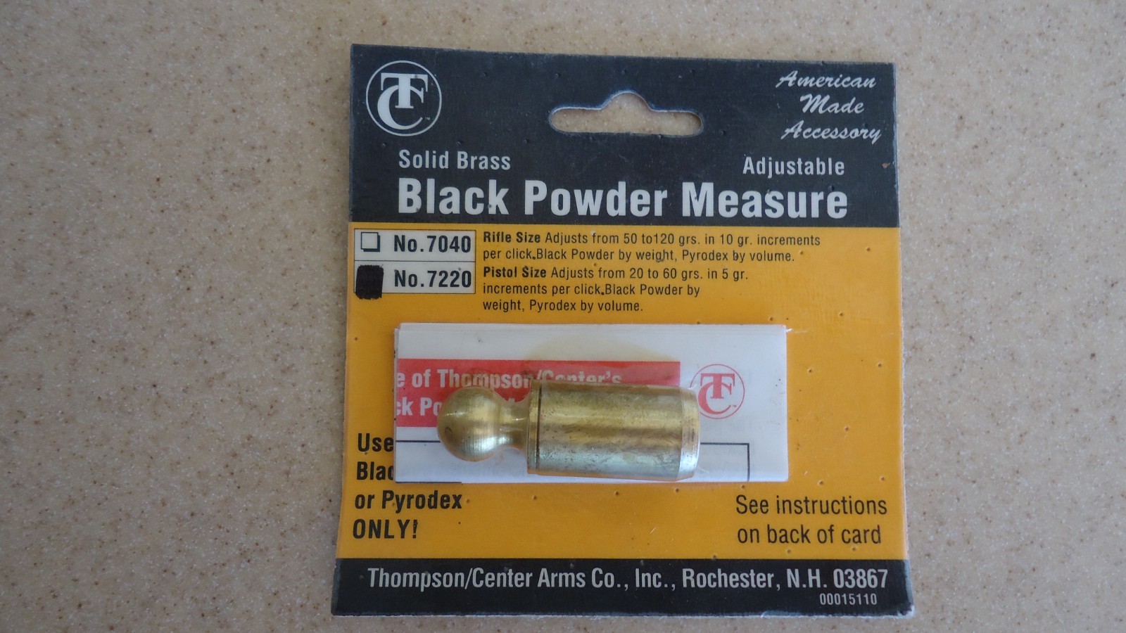 Thompson's Center Powder  Measure, No 7220, 20 - 60 grains, solid brass, New