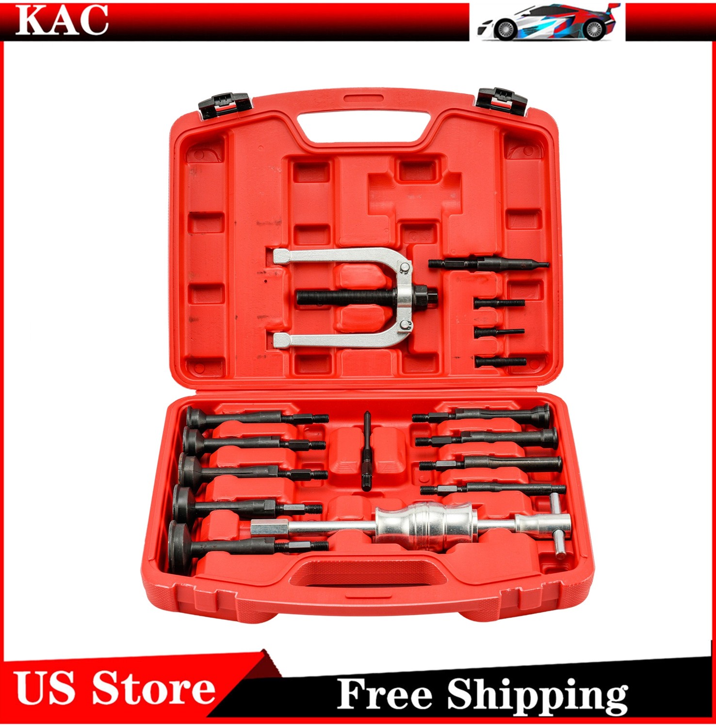 16pc Inner Bearing Blind Hole Remover Extractor Puller Set Pilot w/ Slide Hammer