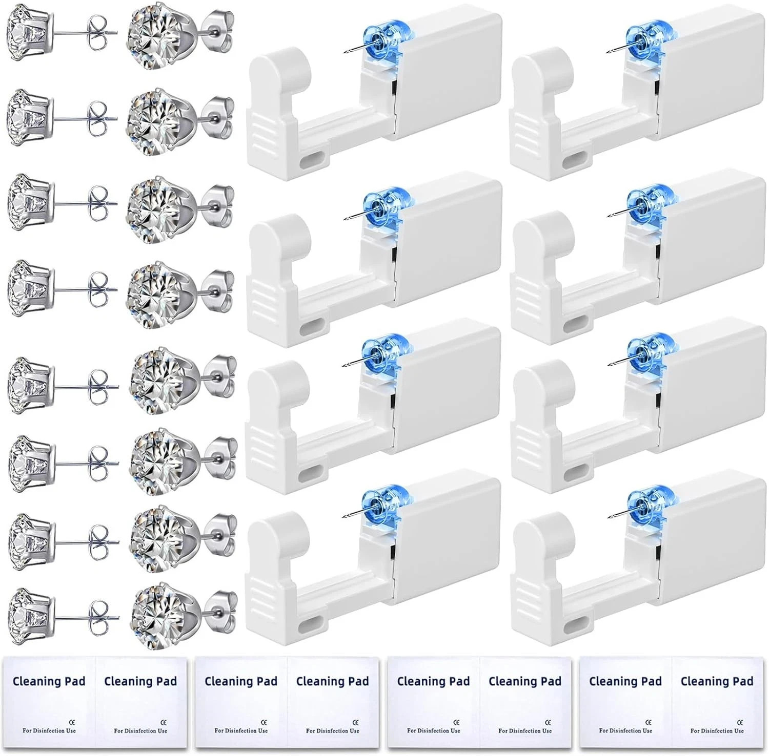 24 Pcs Ear Piercing Kit Disposable Ear Piercing Gun Kit with 8 Pcs Self Piercing