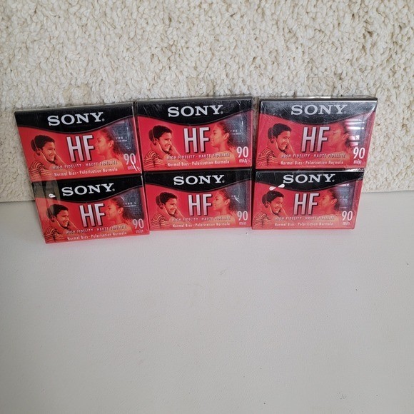 Sony HF 90 Minute High Fidelity Normal Bias Cassette Tapes Lot of 6 New Sealed