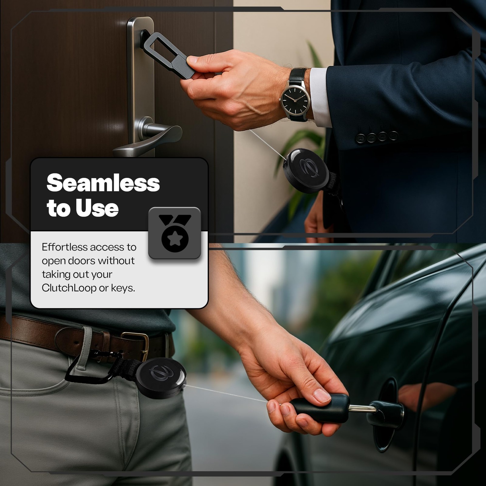 Clutchloop Anti-Theft Phone Tether - Universal Adhesive Anchor Retractable