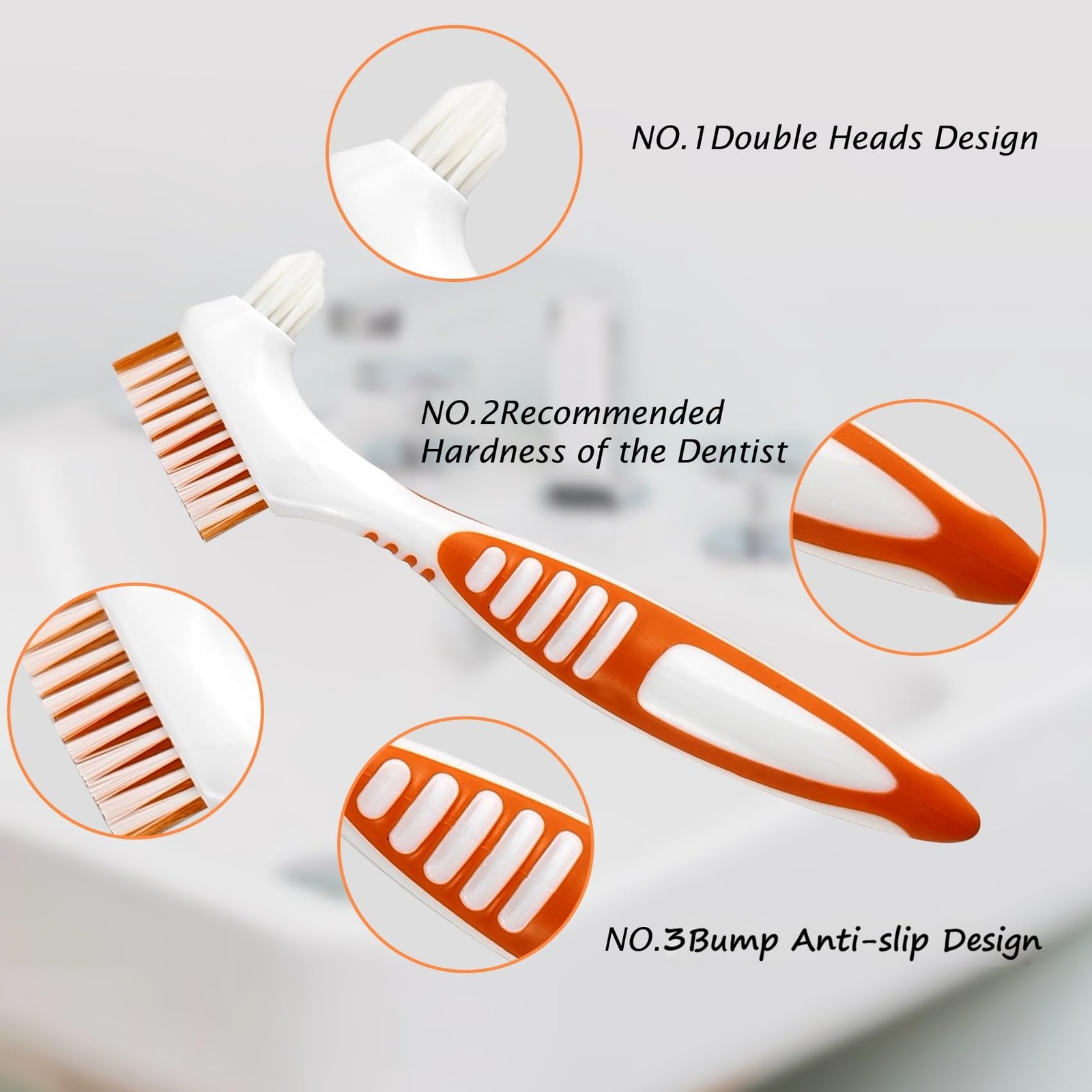 Random Color Premium Dual-Sided Denture Cleaning Brush with Multi-Layered Sof...