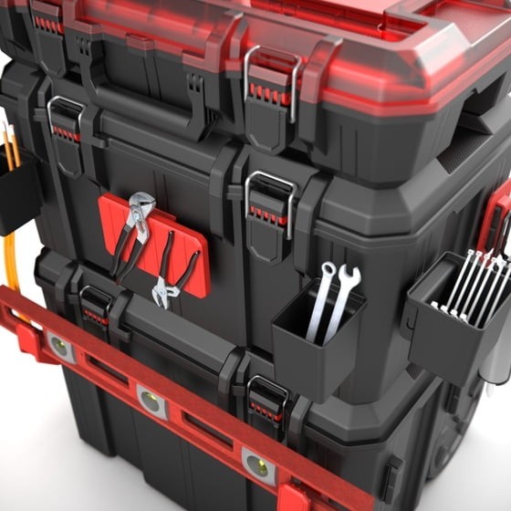 Hyper Stack Heavy Duty 3 Piece Modular Rolling Toolbox System, Black