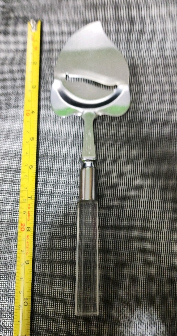 IRVINEWAR VINTAGE CLEAR LUCITE HANDLED STAINLESS STEEL CHEESE🧀 PLANE / SERVER