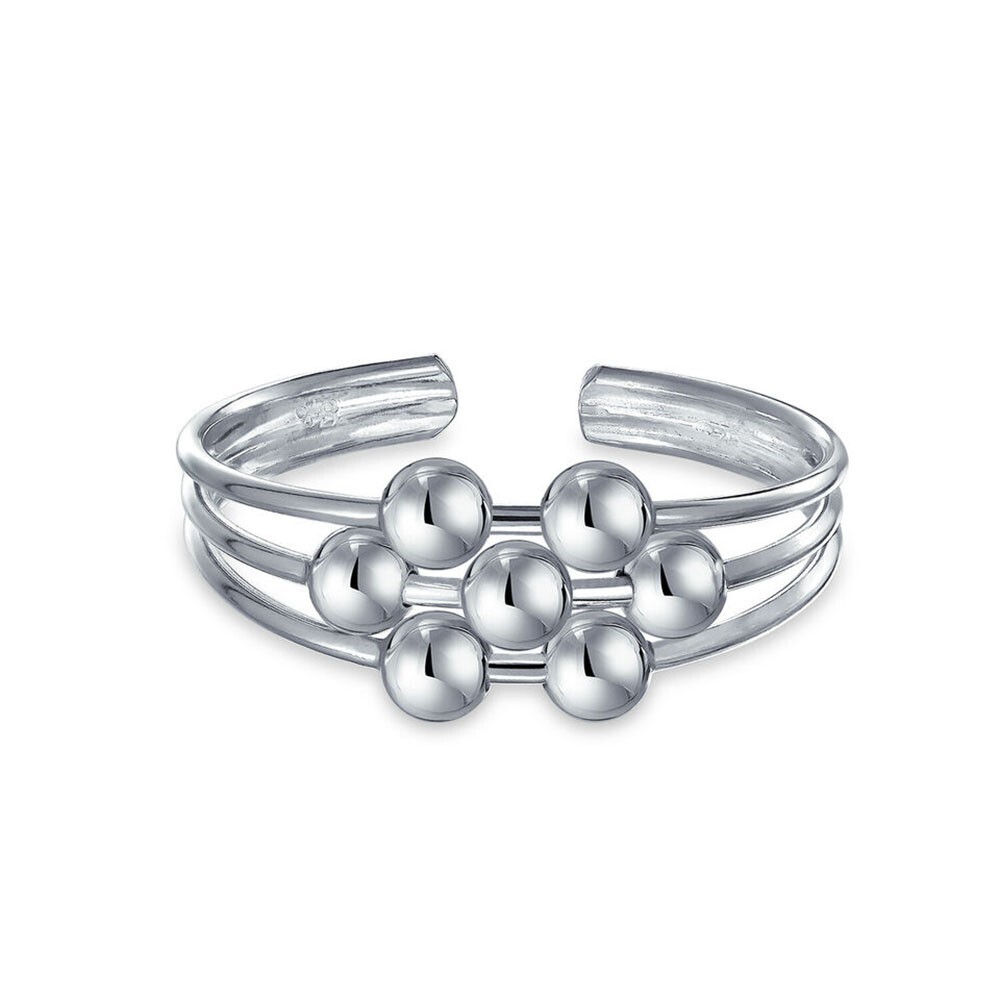 Bali Style Ball Bead Midi Split Wire Band Toe/Midi Ring Silver Sterling