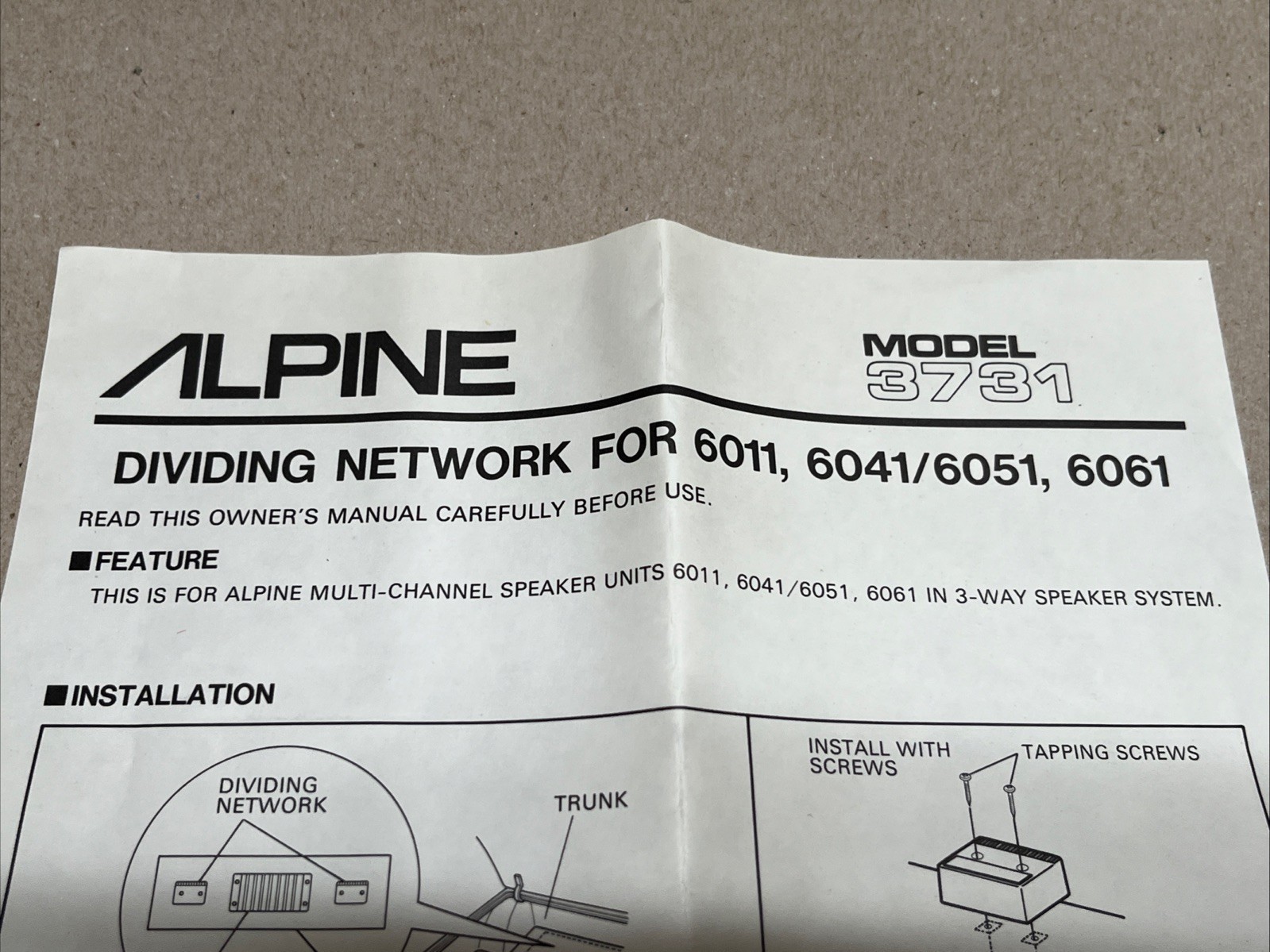 Vintage Alpine 3731 3 Way Passive Dividing Network Crossover For 6011 Tweeters