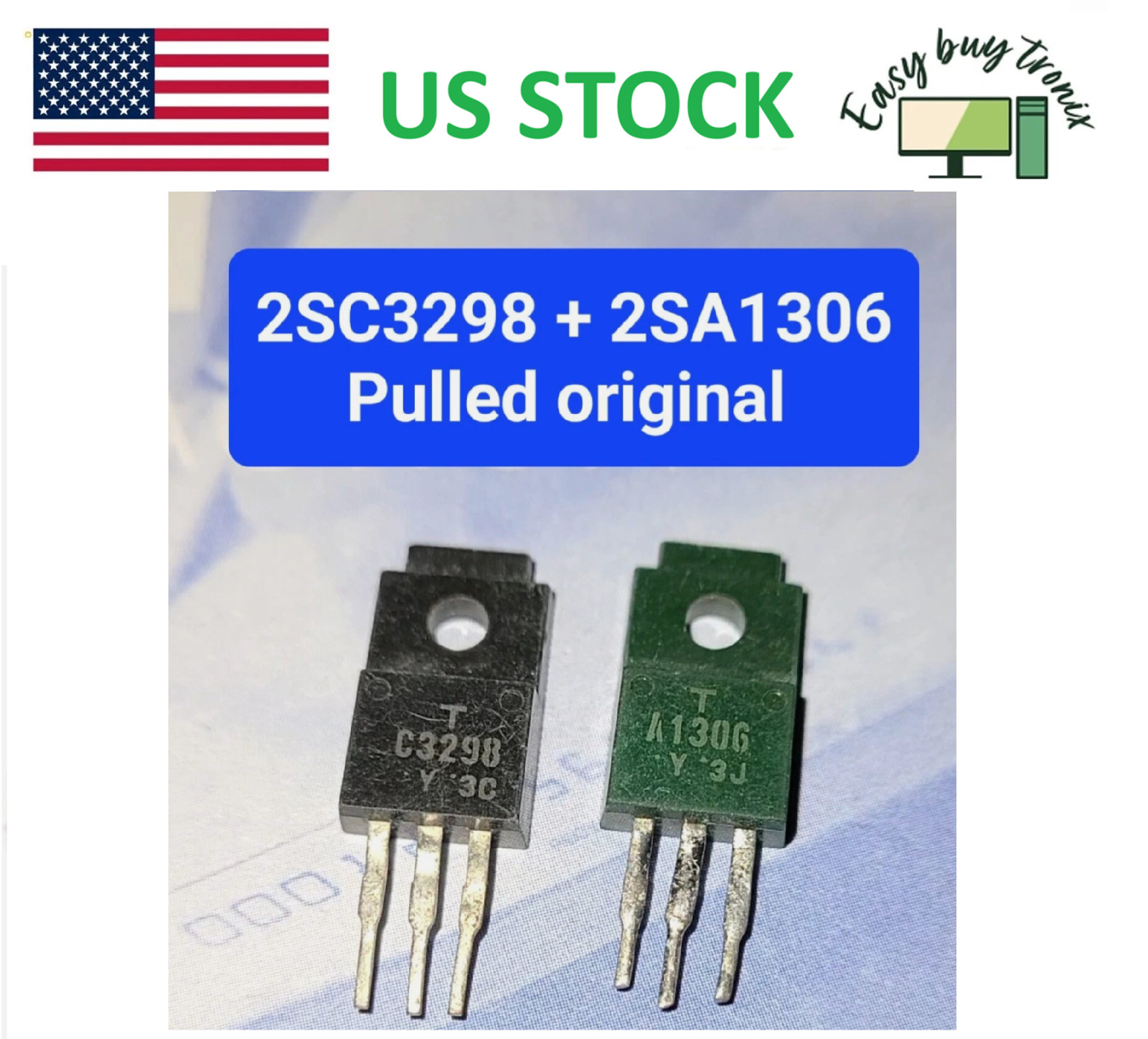 2PCS 1Pair 2SA1306 + 2SC3298 A1306/C3298 Transistors Pulled Original TOSHIBA