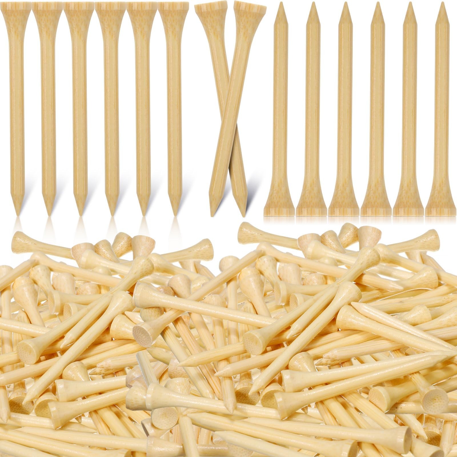 2000 Pcs Bamboo Golf Tees - Professional Bulk Set, Reduce Friction & Side Spin,