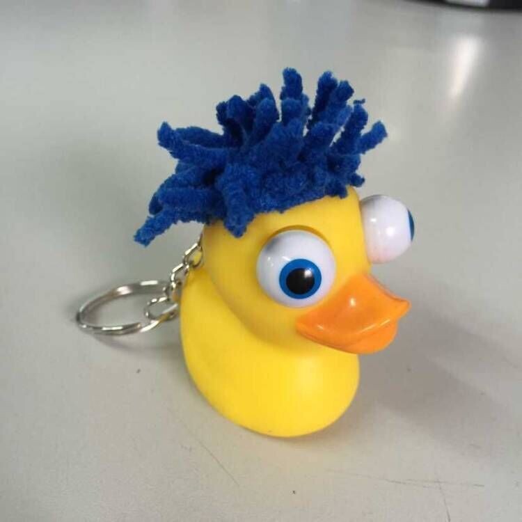 2 PCs Eye-squeezing Bule Hair Duck Keychain Cell Phone & Computer Screen Wiper