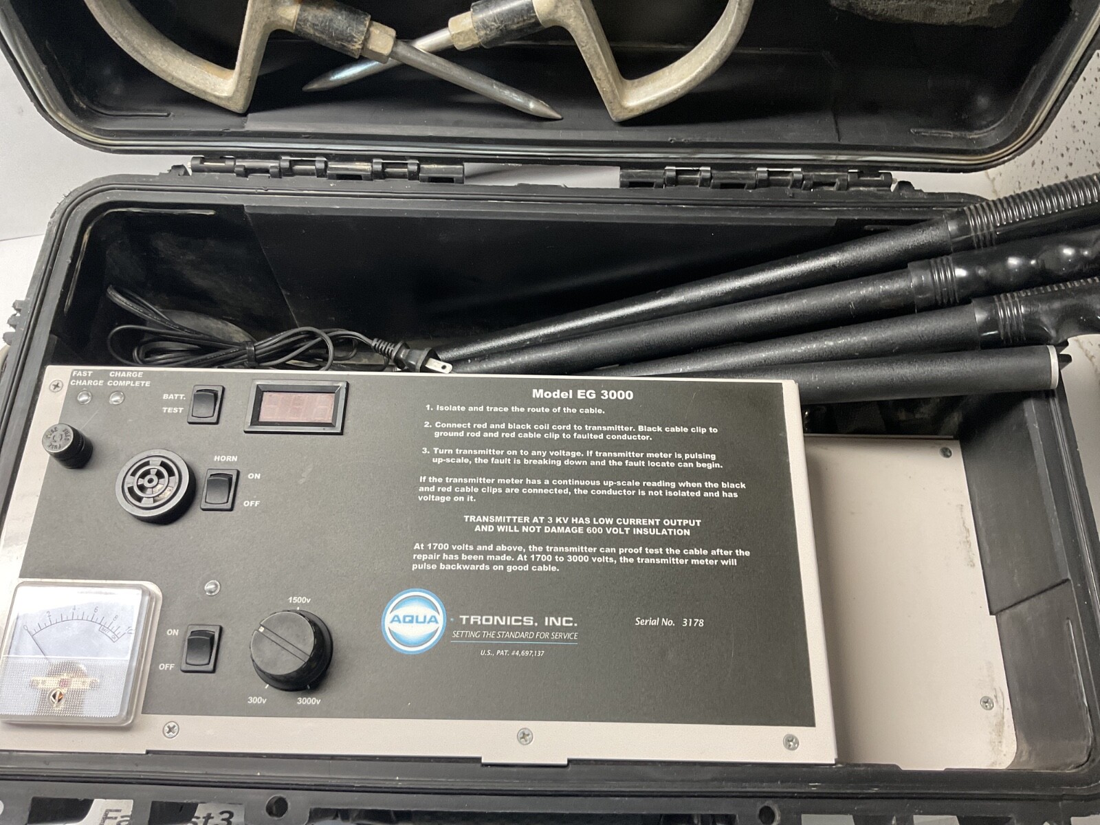 Aqua-Tronics Model EG 3000T Secondary Cable Fault Locator