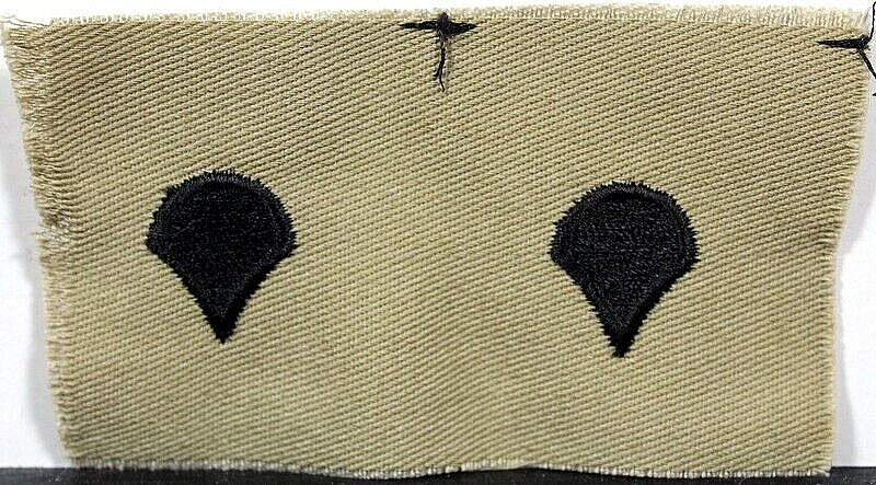 US Army Specialist 4 3rd Class SP-4 E-4 Rank Insignia Pair Khaki Desert Fatigue
