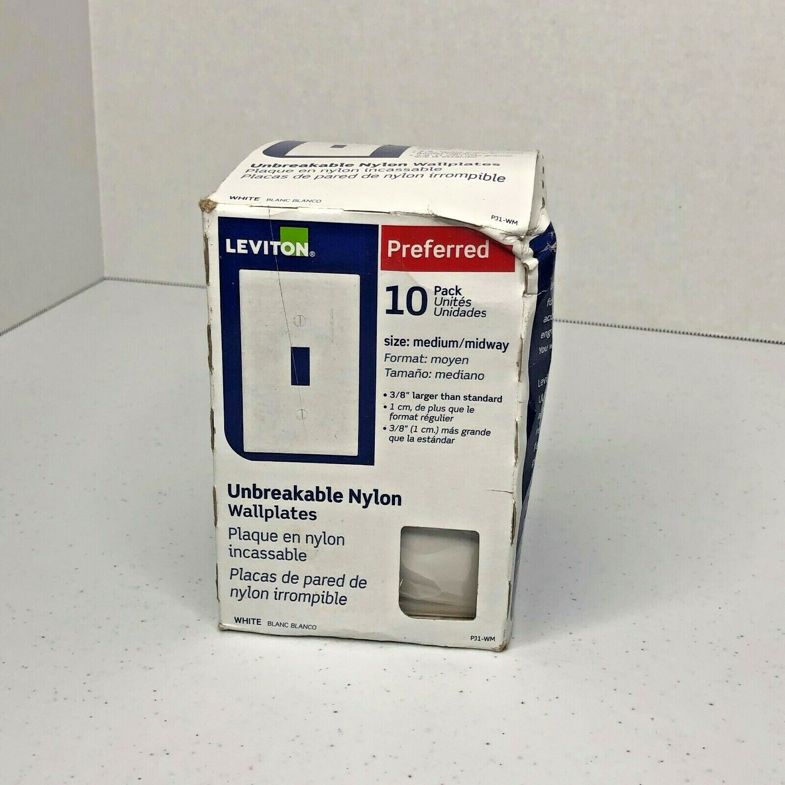 NEW 10pk Leviton White Medium Unbreakable Nylon Wallplates PJ1-WM