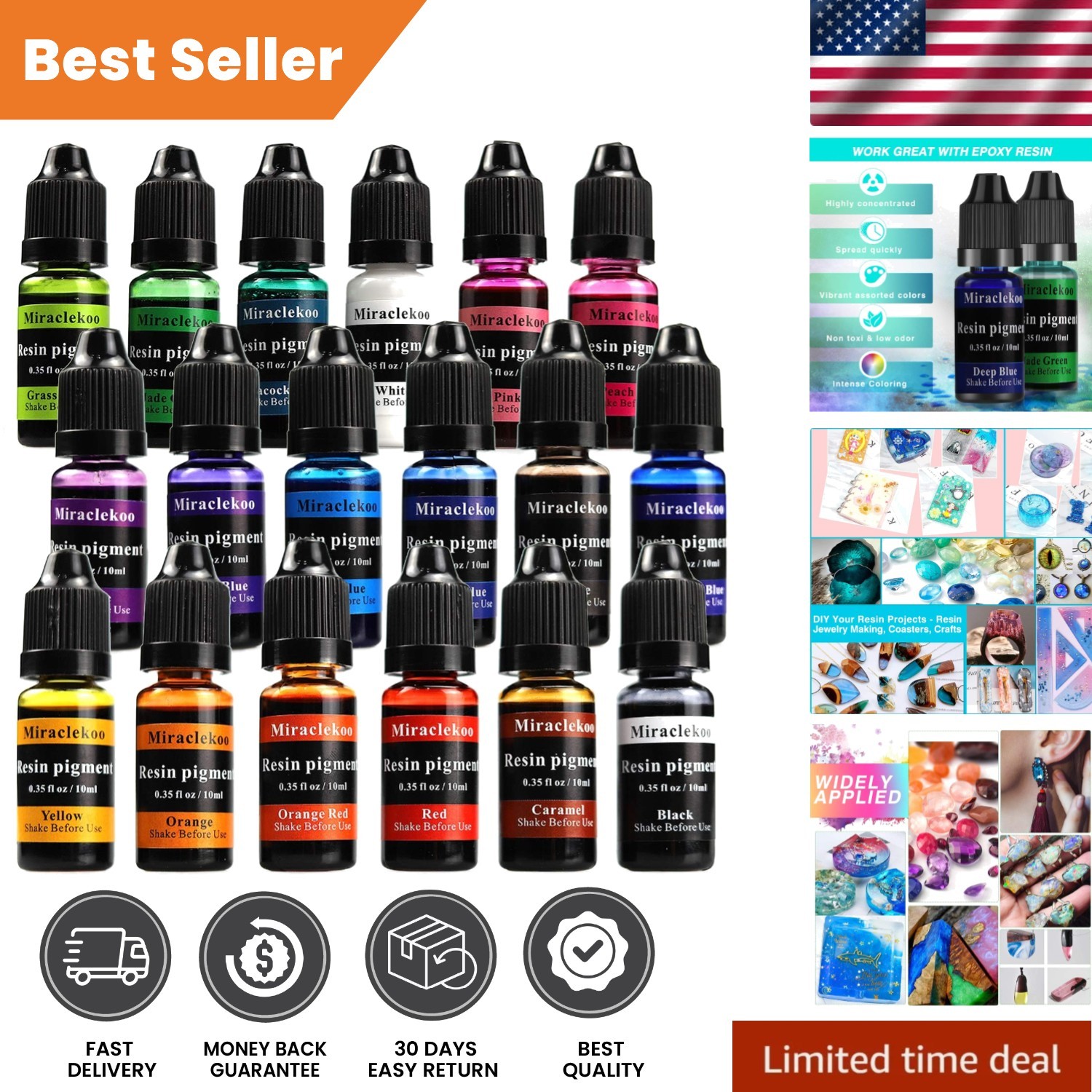 Translucent 18-Color Epoxy Resin Colorant Set – Ideal for Crafting Enthusiasts