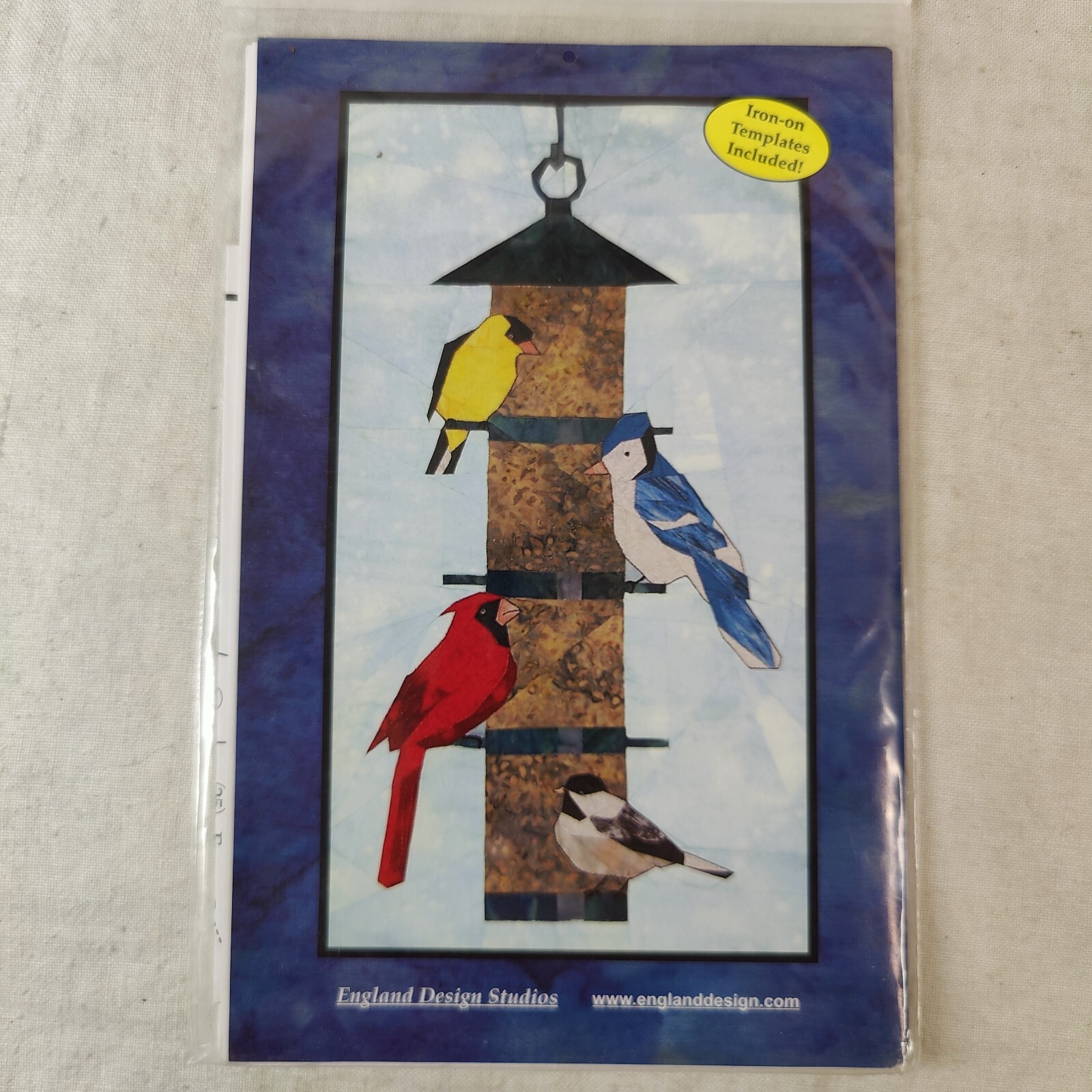 BIRD FEEDER Cute Robbin Bluejay Sewing Wall Hanging Quilt Template 42" x 22"