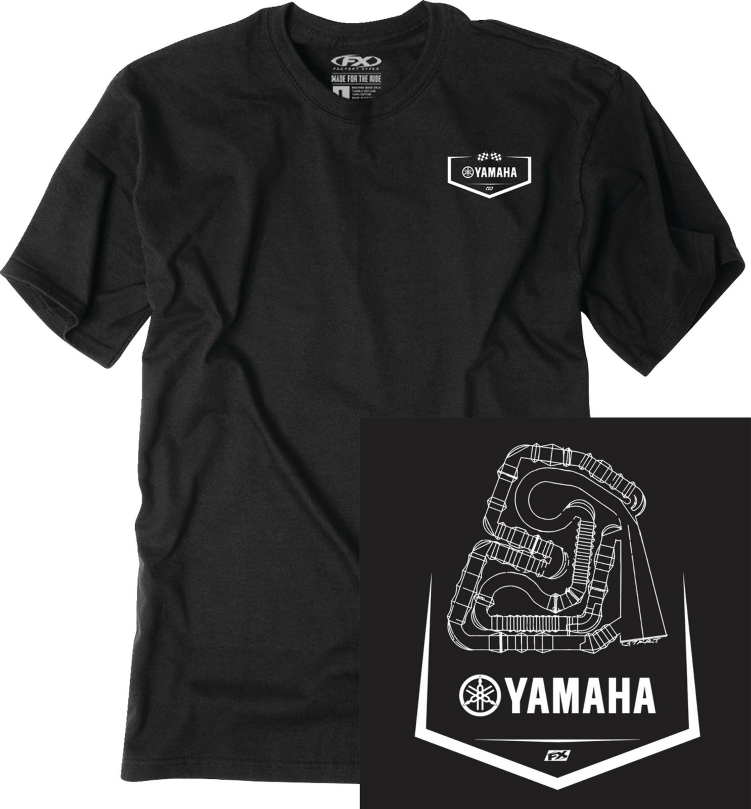 Factory Effex Yamaha Track Mens Short Sleeve T-Shirt Black