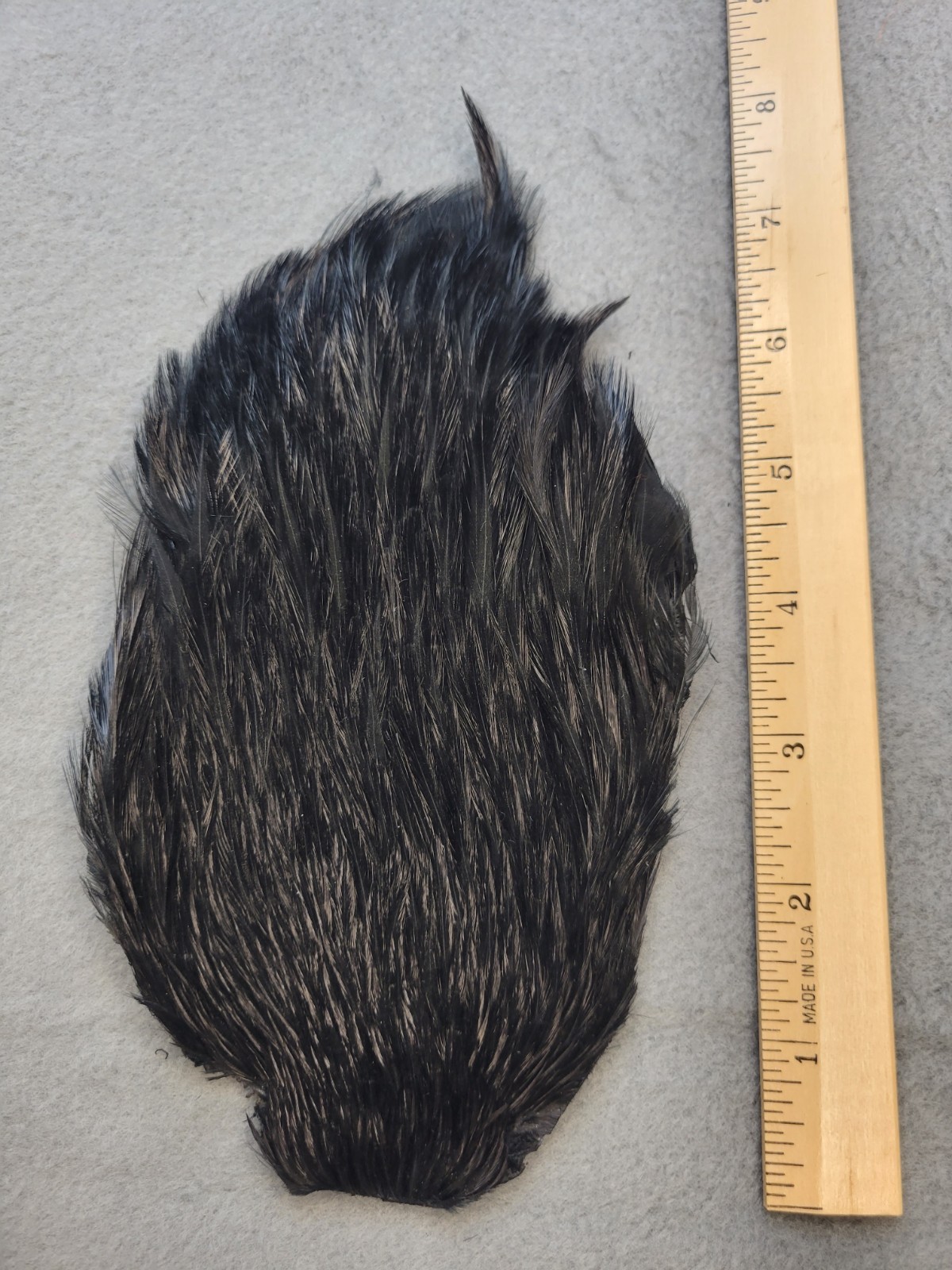 Lot 165,  Grade B,  DYED BLACK India Rooster Streamer Neck Cape Feathers