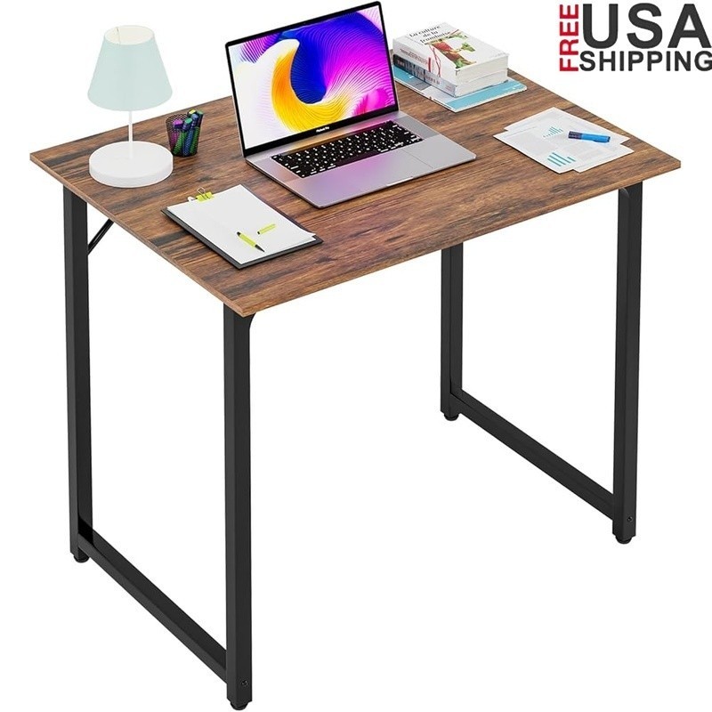 Compact Computer Desk Small Metal Frame Sturdy Writing Table Home Office Gaming