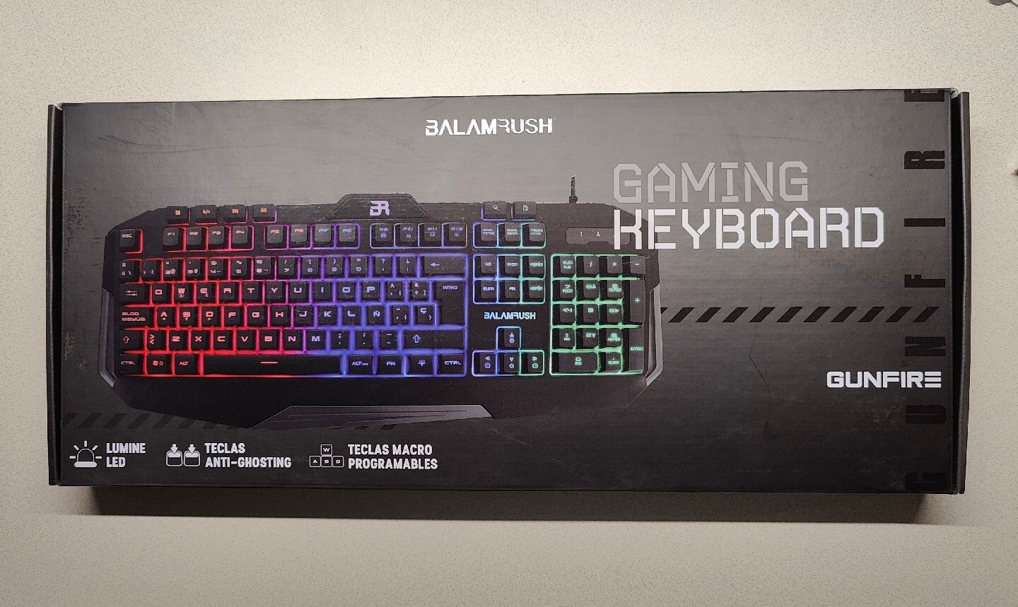 TECLADO Gunfire PROG 3 COLORES LED -BALAMRUSH Gaming Keyboard Spanish
