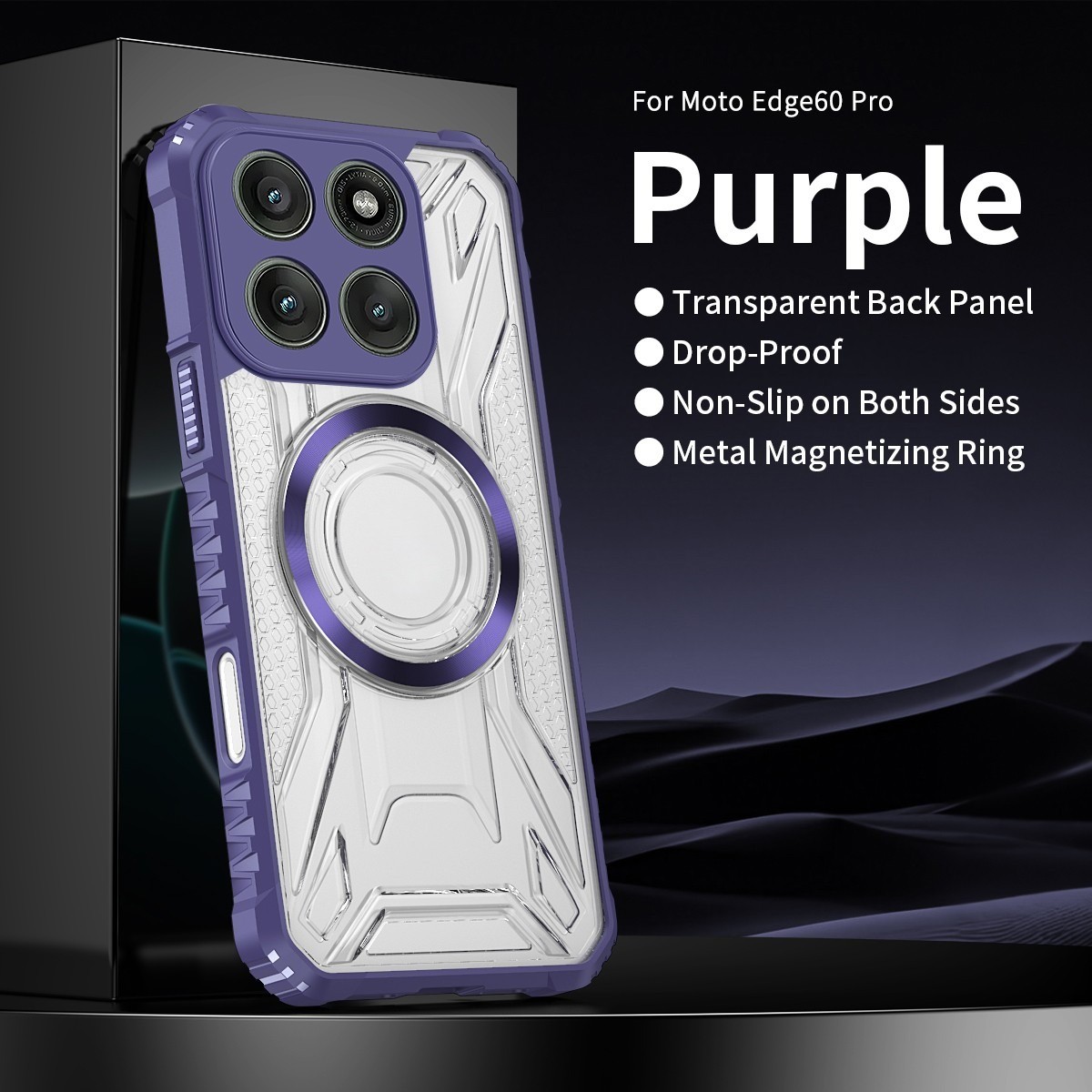 For Motorola Edge 60 Fusion, Shockproof Hybrid Armor Clear Magnetic Case Cover