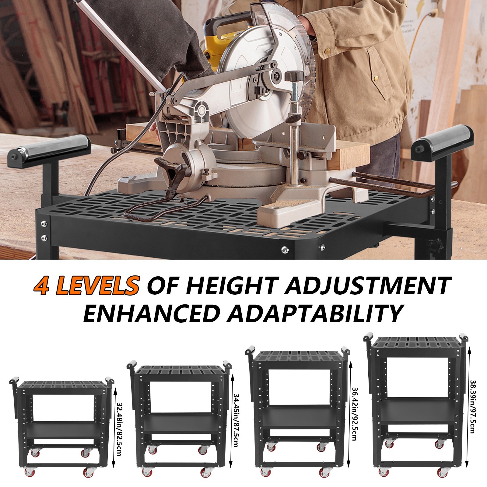 Planer Stand with Wheels,Height Adjustable Miter Saw Tool Stand With Rollers