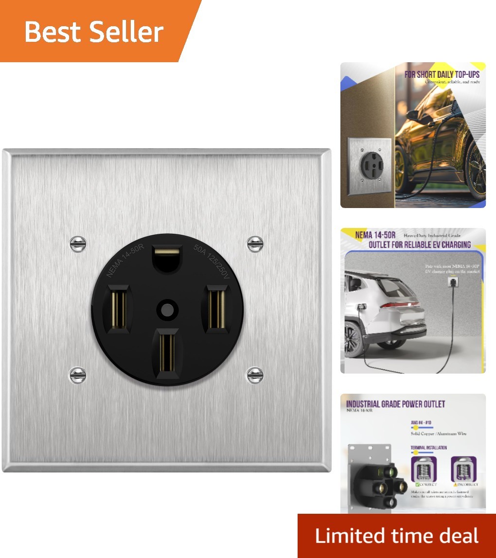 Impact-Resistant 50 Amp Outlet for RVs/EVs - Easy Installation,  Listed