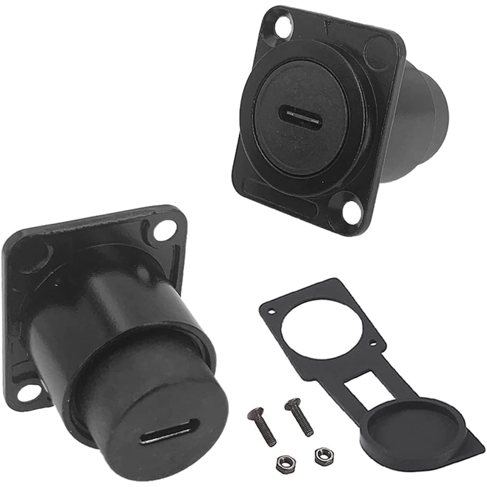 PENGLIN 2PCS USB 3.1 Type C Panel Mount Coupler, D-Type 2PCS(D-TYPE), Black