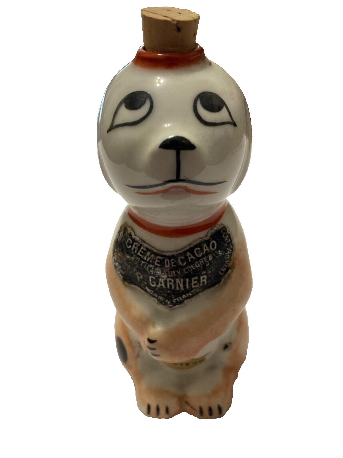 GARNIER MINI LIQUEUR CERAMIC BOTTLE HUMORISTIQUE DOG CREME DE CACAO
