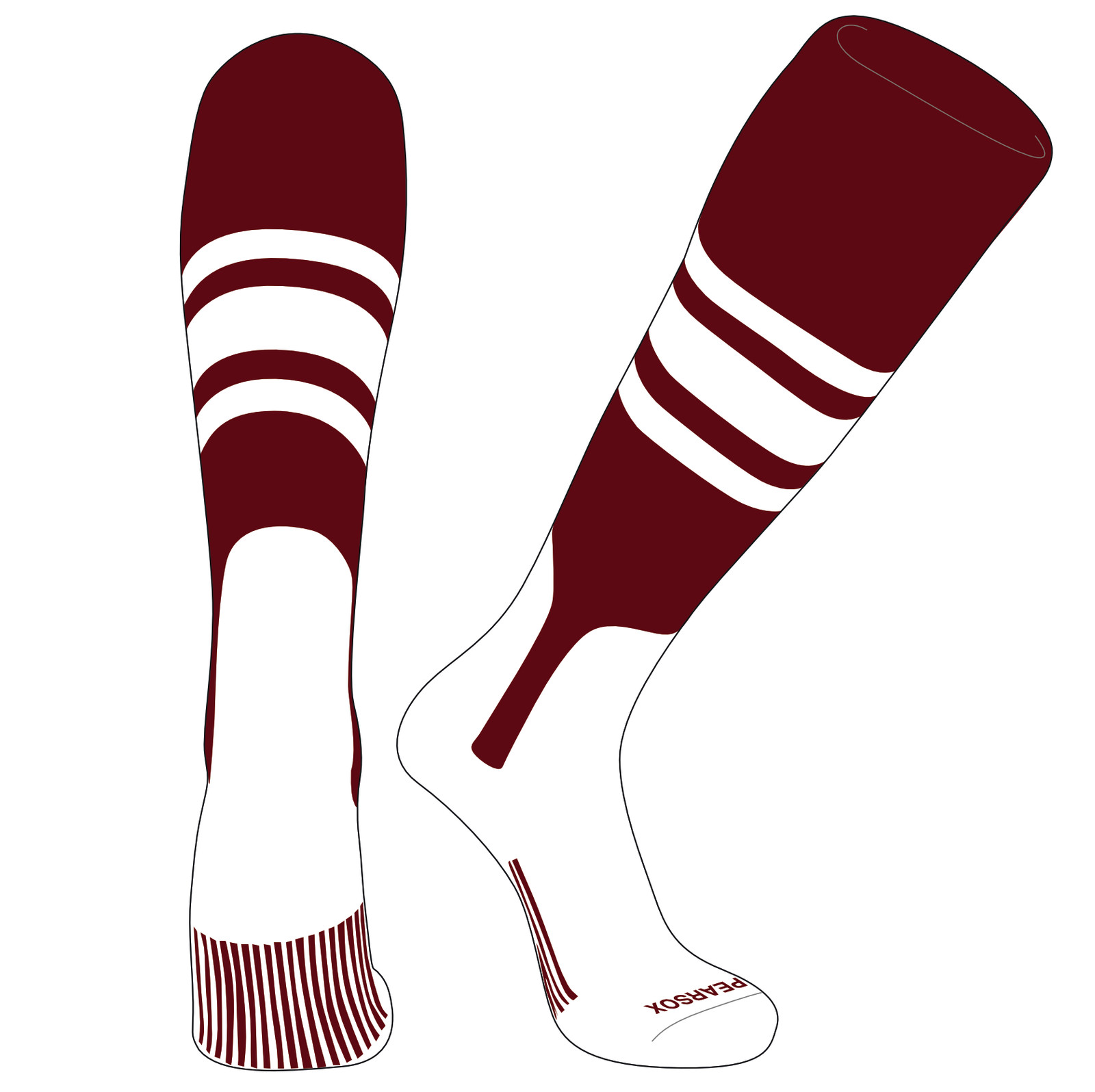 PEAR SOX OTC Baseball Softball Stirrup Socks (B, 7in) Cardinal, White, White